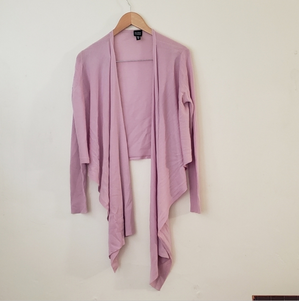 Eileen Fisher Italian Yarn Pink Asymmetrical cardigan fairy whimsical size small